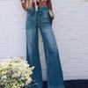 High Waist Jeans Women 2024 Loose Casual Fashion Elegant Denim Wide Leg Pants Washed Blue Elegant 2023 Ladies Trousers