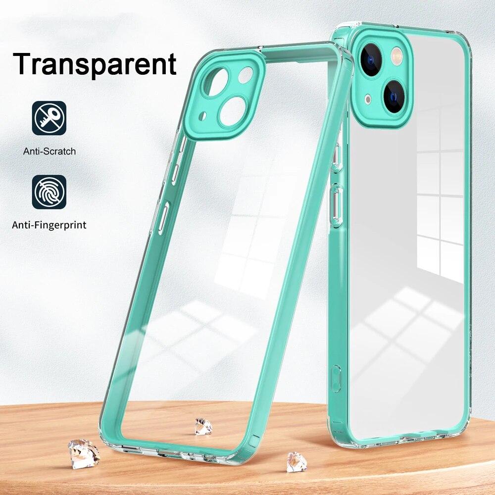 KEYSION Противоударный прозрачный чехол для iPhone 15 Pro Max 14 Plus, прозрачный силиконовый чехол из ТПУ + чехол для телефона из поликарбоната для iPhone 13 12 11 Pro Max