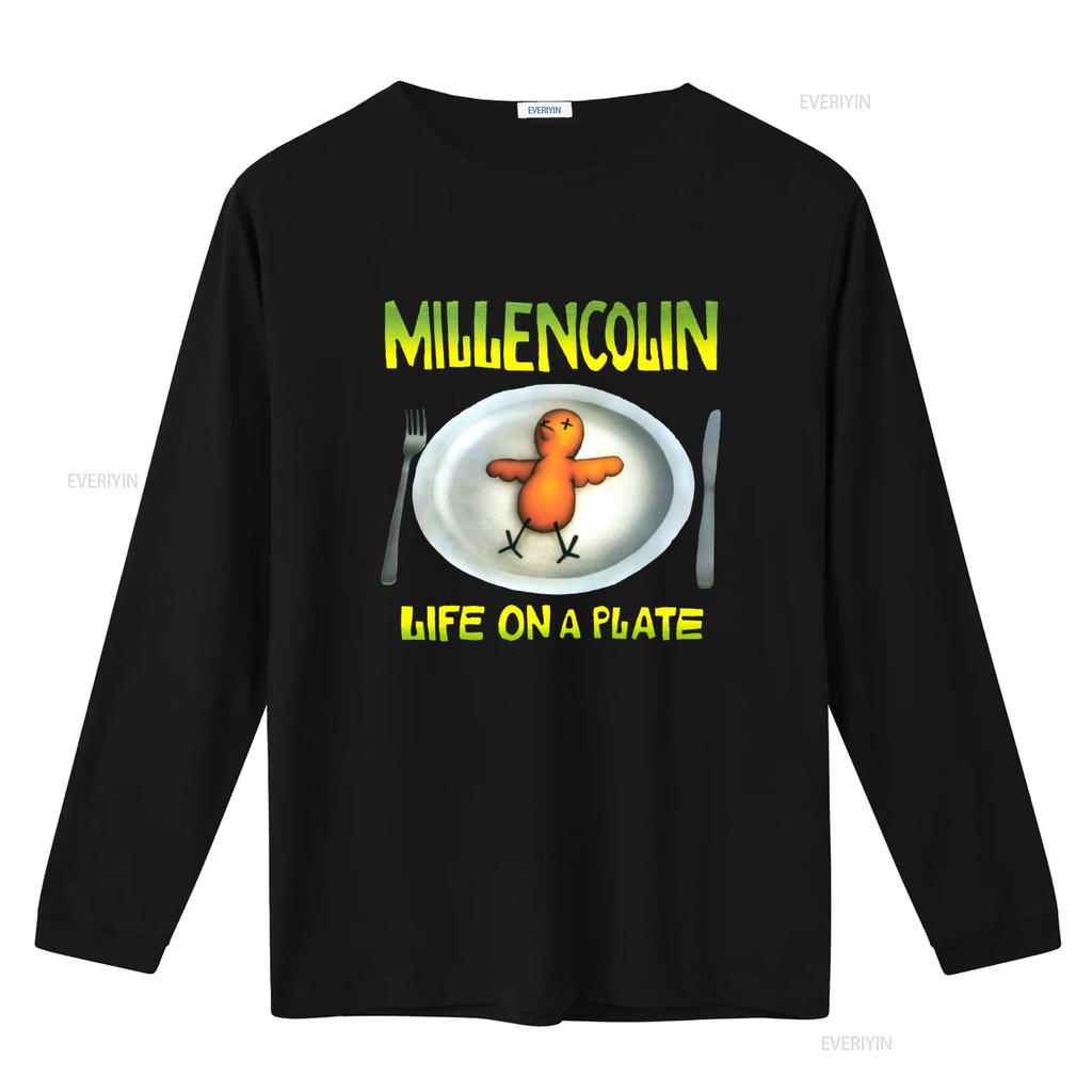 Millencolin Life On A Plate Принт Унисекс Черная Футболка Размеры S 3xl Винтажная Стирка Удобная Дышащая Стильная Уличная Одежда