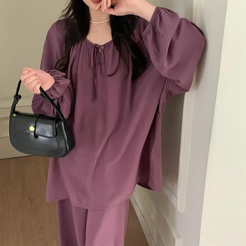 [Roiyezo] пижама женская одежда для комнаты комплект верха и низа комнатное платье с длинным рукавом хлопковая смесь Расслабляющая супер мягкая Можно носить на улице большой приятный для кожи