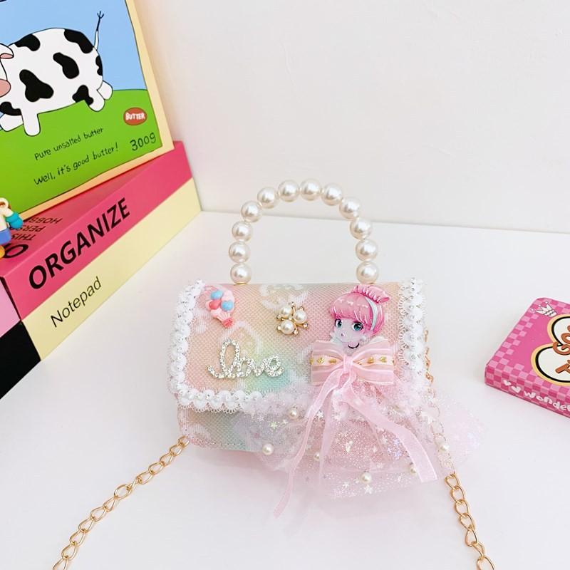 Charming Lightweight Pearl Shoulder Bag For Girls Featuring Cute Design Princess