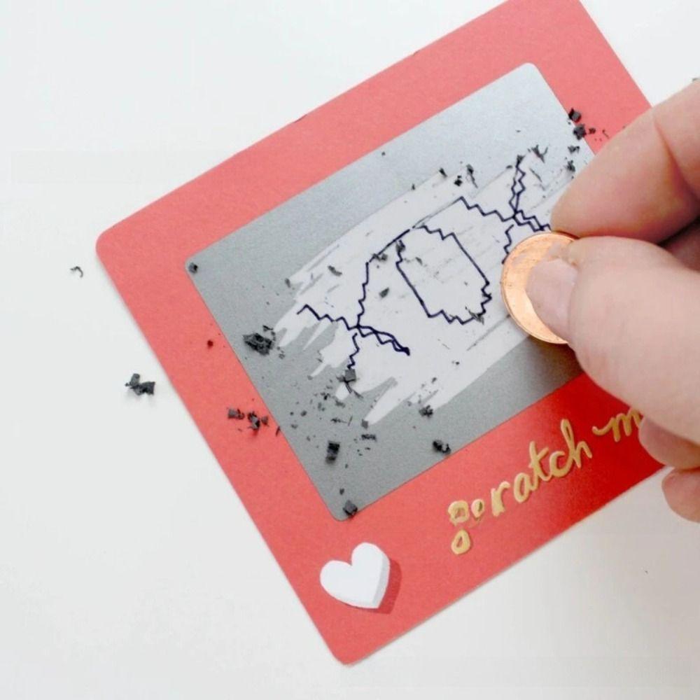 10pcs DIY Valentine's Day Scratch-off Card Red Anniversary Game Tickets Confession of Love
