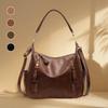 New Retro Handbag Bag Women's Bag Trendy Commuter Tote Bag Double Zipper Oily Leather Shoulder Messenger Bag