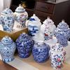 "High-End Blue & White Ceramic Tea Jar: Moisture-Proof, Sealed, Perfect for Home or Gift"