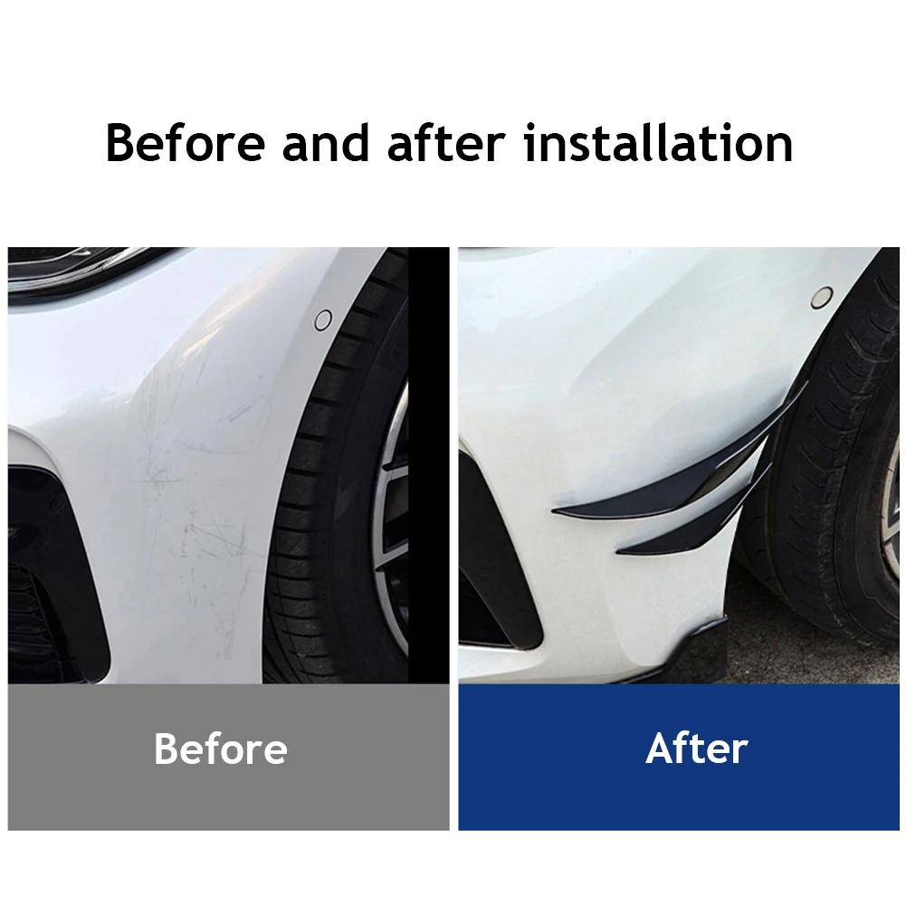 4Pcs/set PVC Front Rear Bumper Spoiler Car Front Bumper Lips Fins Styling Splitter Auto Modification Parts Decorative Stickers