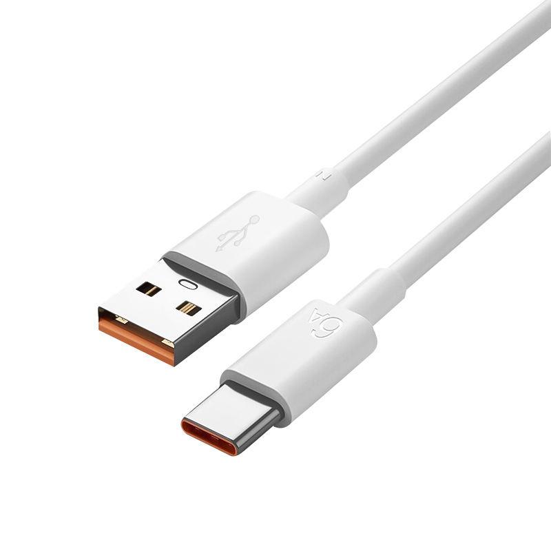 Manufacturer's PD USB-C Fast 6A Charging Cable PVC/TPE Jacketed Type-C Lead for Mobile Phone USB-C Data Cable