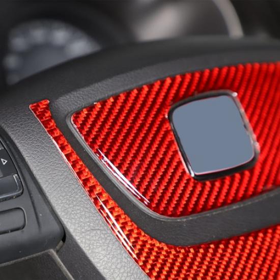 Red Carbon Fiber Steering Wheel Center Trim Sticker For Seat leon 2008-12