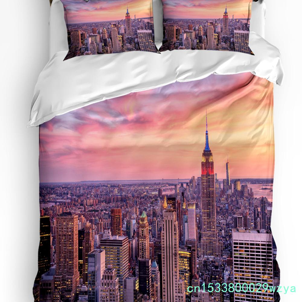 Пододеяльник New York Sketch City Комплект постельного белья для двуспальной кровати Домашний текстиль Покрывало Наволочки Комплект постельного белья для спальни (Нет листа)