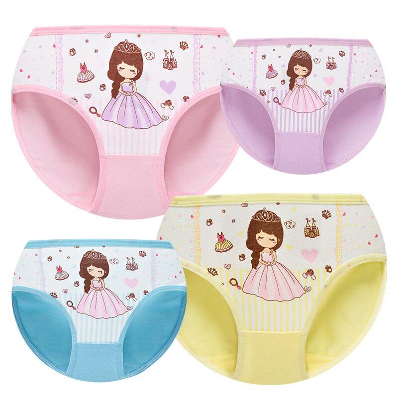 4Pc Cotton Panties Girls Short Briefs Baby Underwear Panties