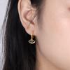 925 Sterling Silver Micro Zircon Eyes Hoop Earrings Female Light Luxury Shiny Golden Earrings