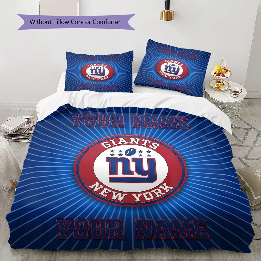 Custom Name New York Giants2 Pattern Bedding Quilt Set  Home Decoration  Gift (1 * duvet cover + 2 * pillowcase  without core)