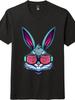 Unisex Casual Cartoon Tee Cyber Bunny Rocks The Party! Cyberpunk Trendy T-Shirt