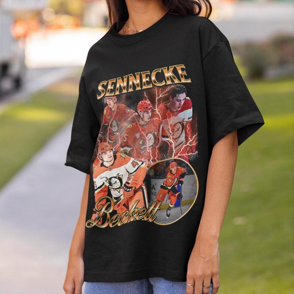 Beckett Sennecke Shirt Vintage 90s Anaheim Ducks NHL Hockey Design Retro Bootleg Sweater Gift Classic Graphic Unisex T-Shirt Limited Edition