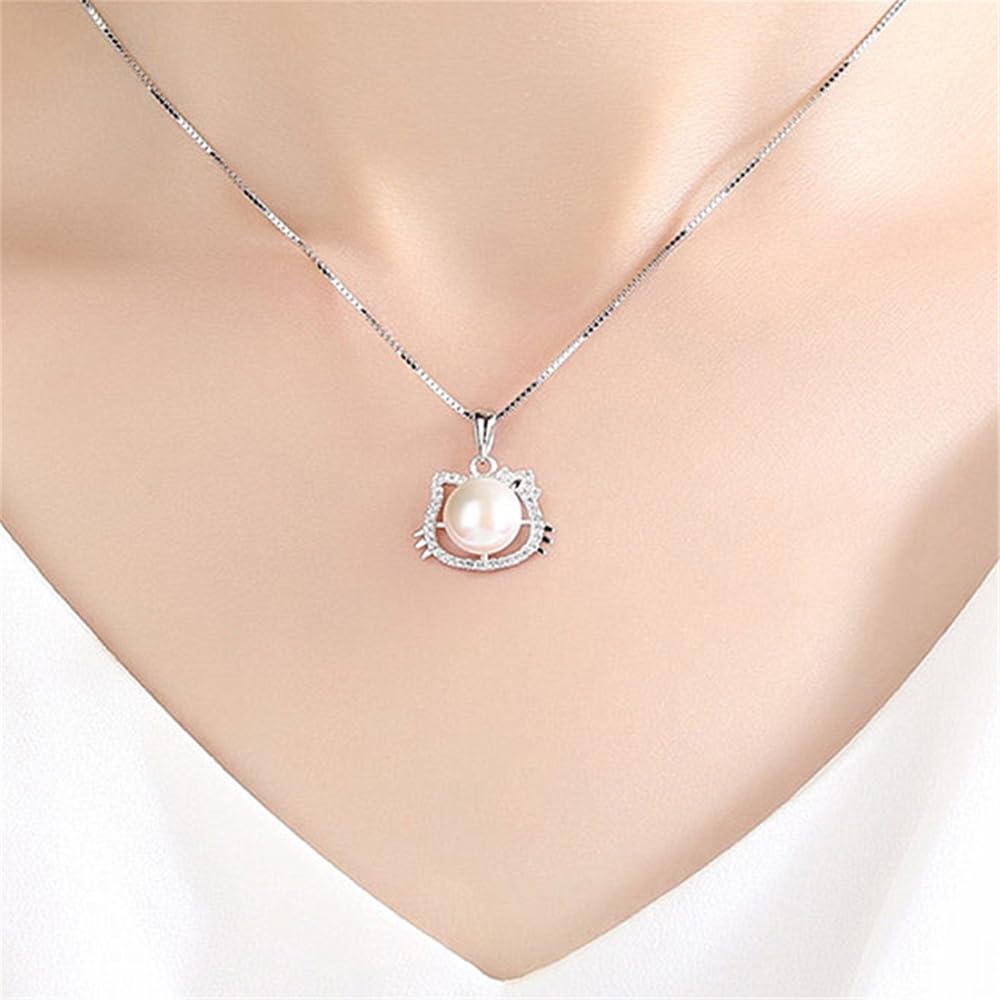 MIKAMU Ожерелье с кошкой Hello Kitty из серебра 925 пробы высшей пробы с бриллиантами CZ, ожерелье с кошкой Hello Kitty поставляется в эксклюзивной коробке, для женщин,