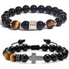 10 мм Возрождение Модная серия Ручная Цепочка Нержавеющая Сталь Тигровый Глаз Камень Плетение Регулируемый Браслет Украшения Подарок