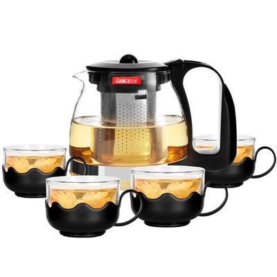 Сиреневый 1 набор термостойкий стеклянный чайник, стеклянный чайник с ситечком, набор для травяного чая из чайных листьев, практичная бутылка, китайская чайная чашка