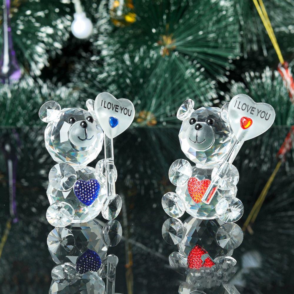 Креативная хрустальная фигурка медведя с надписью «Я люблю тебя» Украшение для рабочего стола Подарок для подружки невесты
