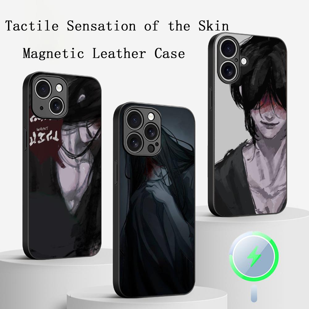 H-homi-cipher crawling anime man Phone Case For iPhone 17 16 15 14 13 12 Plus Pro Max High-end Luxury Magsafe Sheepskin
