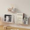 Black Iron Wall-Mounted Storage Box with Punch-Free Installation - Two Baskets for Kitchen and Bathroom