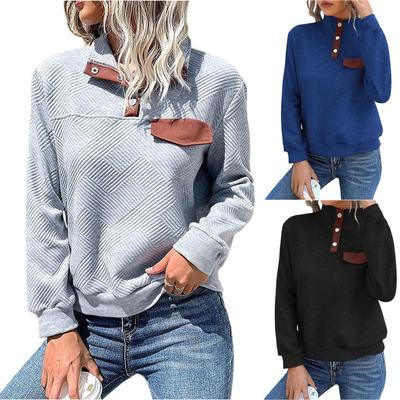 Женский повседневный однотонный свитер Slim Fit с текстурированным воротником-стойкой и длинными рукавами