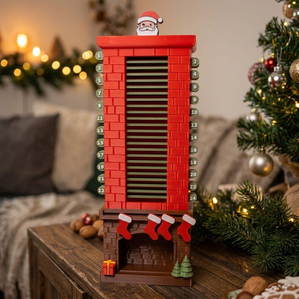 Pull Slider Santa Chimney Countdown Calendar Fireplace Base 24 Day Xmas Countdown Living Room