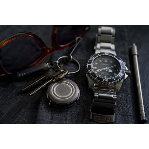 TEC Accessories Ti-Tape Titanium Retractable Mini Tape Measure (Stonewash Finish) - Imperial and Metric 3ft User-Interchangeable Small Measuring Tape