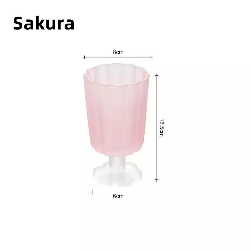 Colours Glass Cup Flower-shaped Goblet Ice Cold Juice Dessert Wine Iced Coffee Glass Cup House Bar Party Drinkware Gift Cups
