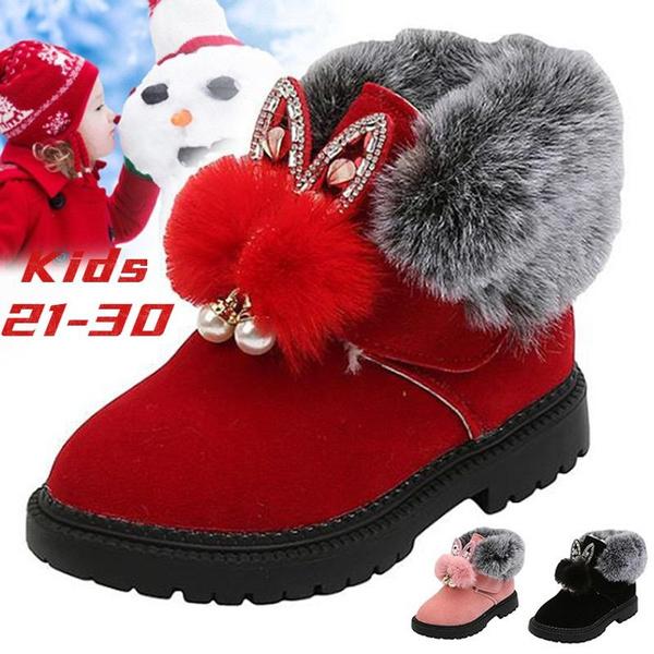 Winter New Children Snow Boots Flat Girls Princess Cotton Shoes Fashion Thick Short Boots Baby Boots