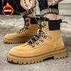 2024 зимние уличные ботинки из ревеня, рабочие страховые рабочие ботинки, новые модные мужские ботинки, британские флисовые ботинки Martin
