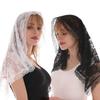 Lace Trim Wedding Lace Shawl Elegant Bride Head Gauze Fashion Mantilla Headwear Scarf  Church