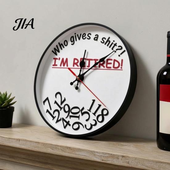 Retirement Gifts for Nurses And Teachers Humorous Wall Clock, Who Gives A Shit I'm Retired, Silent Non Ticking Round Wooden Clock Living Room