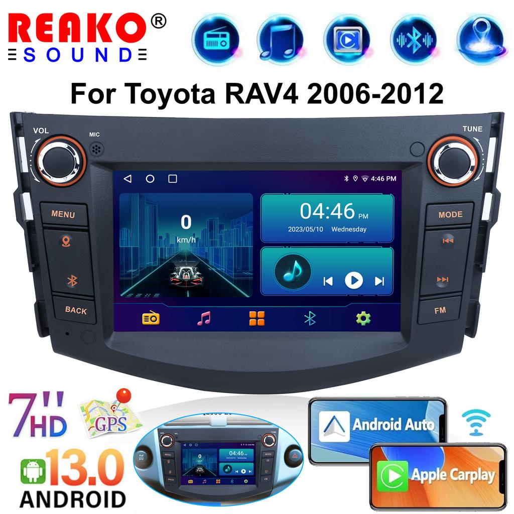 2+64G Android 13 автомобильная стереосистема для Toyota RAV4 2006-2012 7-дюймовый сенсорный экран радио с Carplay Android Auto GPS Mirror Link для Android/iOS WiFi