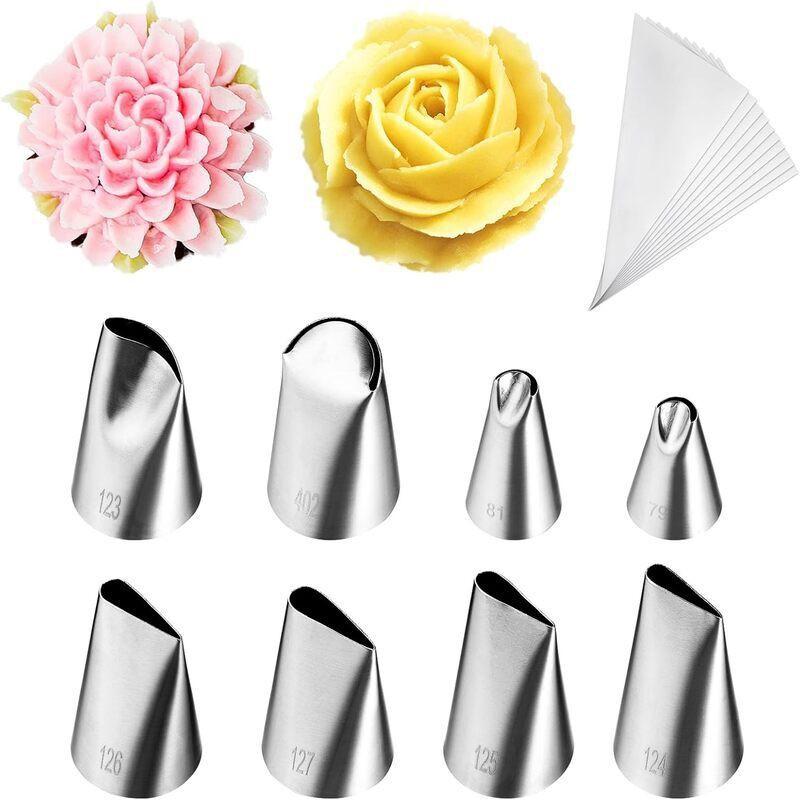 28-Piece Stainless Steel Piping Tips Set With Pastry Bag Cake Decorating Baking Supplies