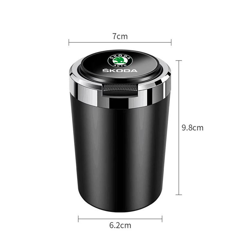 For Skoda Scala Car Ashtray Cigarette Ash Holds Cup LED Light Automotive Ashtray For skoda kodiaq rs 2023 2024 2025 2022 2019 octavia rapid yeti