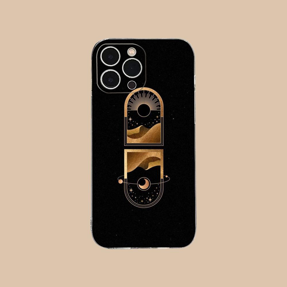 Чехол для мобильного телефона 'Солнце и Луна' для iPhone 17 16 15 14 13 12 11 X XR XS Air Pro Max Plus Mini Прозрачный Цветной Чехол для Мобильных Телефонов