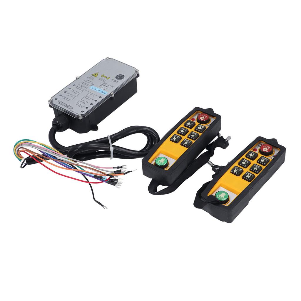 Industrial Wireless Crane Remote Control Kit DC24V Electric Lift Hoist Transmitter Receiver with Lock 2 Handle YU 6