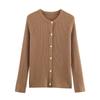 Casual Round Neck Long Sleeve Knit Cardigan Women Men Slim Fit Multi Color 2025