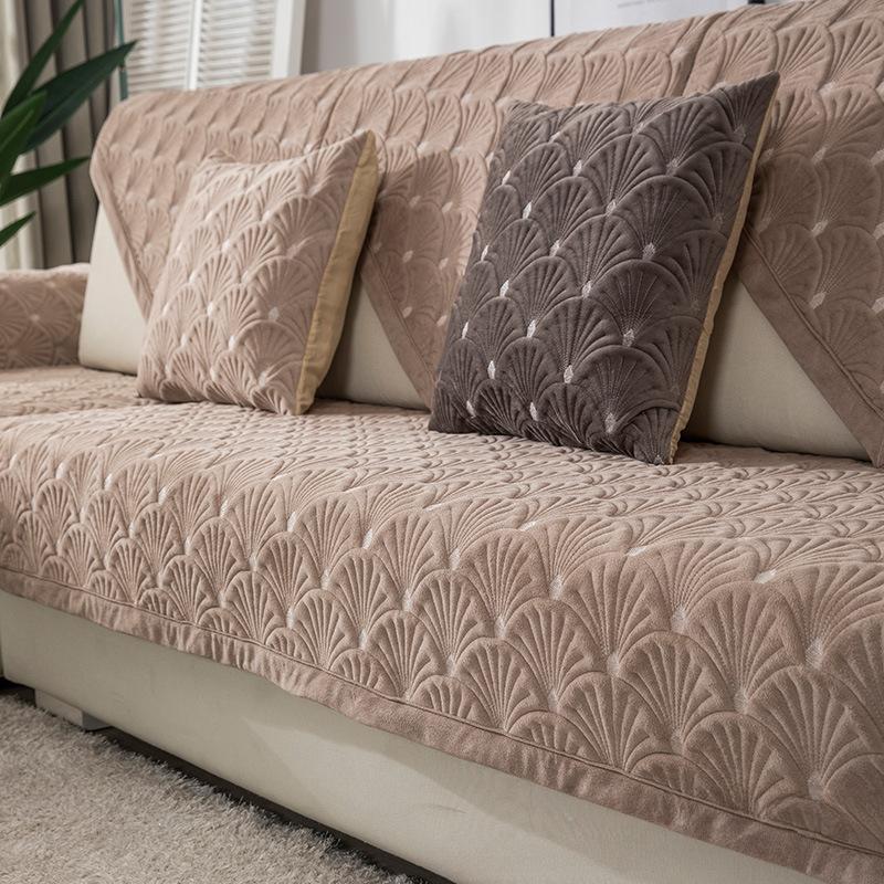 Универсальная нескользящая зимняя плюшевая утолщенная однотонная подушка для дивана на четыре сезона, простой скандинавский простой чехол для дивана, чехол