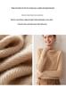 Women's Hand-Crocheted Cashmere Sweater - Slim Fit, Half-High Collar, Long Sleeve, Solid Color, Autumn/Winter Collection