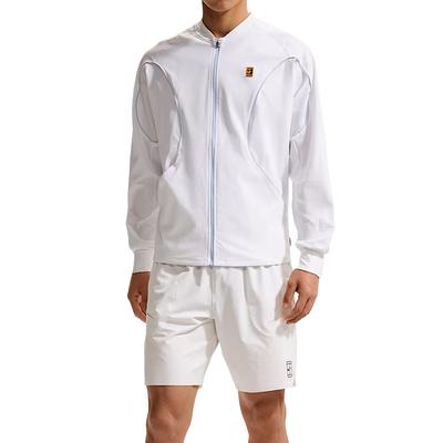 Топ для тенниса Dri Fit мужской белый с воротником-стойкой умеренный IR6294-100