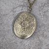 Резной цветок полосатый медальон кулон ожерелье винтажная латунь открывающаяся фото коробка