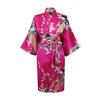 Women's Japanese-style Kimono Pajamas Short-sleeved Women's Printed Peacock Long Nightgown Simulation Silk Bathrobe