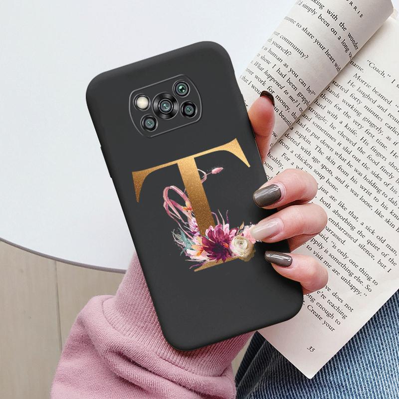 Чехол-буклет для Poco X3 NFC PocoX3 Pro Задняя крышка Ретро Цветы Розовый Черный Мягкий ТПУ Чехол с инициалами Для Xiaomi Poco X 3 Pro