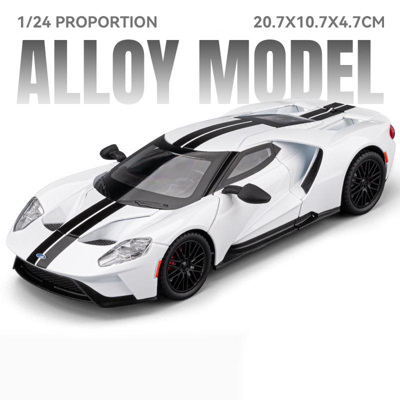 1:24 Ford GT Alloy Super Sports Car Model Diecasts Metal Racing Vehicles Car Model High Simulation Sound and Light Kids Toy Gift
