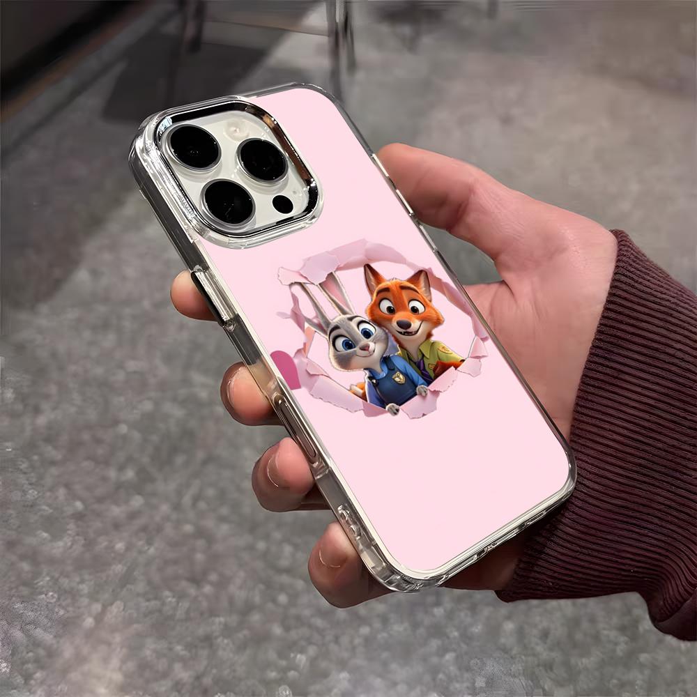 Аниме Z-Зверополис Чехол для телефона для iPhone 17 Air 16 E 15 14 13 12 11 Plus Pro Max Гальванизированный Прозрачный Мягкий Чехол