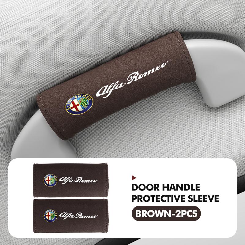 JOSAC1 2026 Hot Alfa Romeo Car Styling Roof Handle Cover Door Handrail Suede Protector Cover For Alfa Romeo Giulietta 940 2010-2014 201