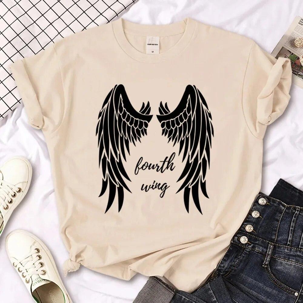 100% Хлопковая Футболка Fourth Wing Tee Женская Уличная Футболка FeУнисекс Японское Аниме Графическая Одежда Унисекс