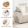 Modern L-shaped sofa with pull-out sofa bed, storage space, USB charger, armrest storage and 2 cushions, suitable for living room etc. Beige.