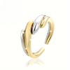 Регулируемое кольцо - 2,0 г, двухцветный переплетенный дизайн с открытым манжетом, простой, но элегантный стиль для отпуска, женское кольцо для повседневных и праздничных случаев