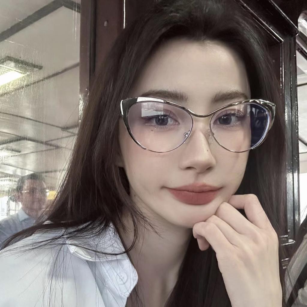 Модные унисекс круглые однотонные очки с металлической оправой, party очки, серебристая оправа "кошачий глаз" для женщин и мужчин